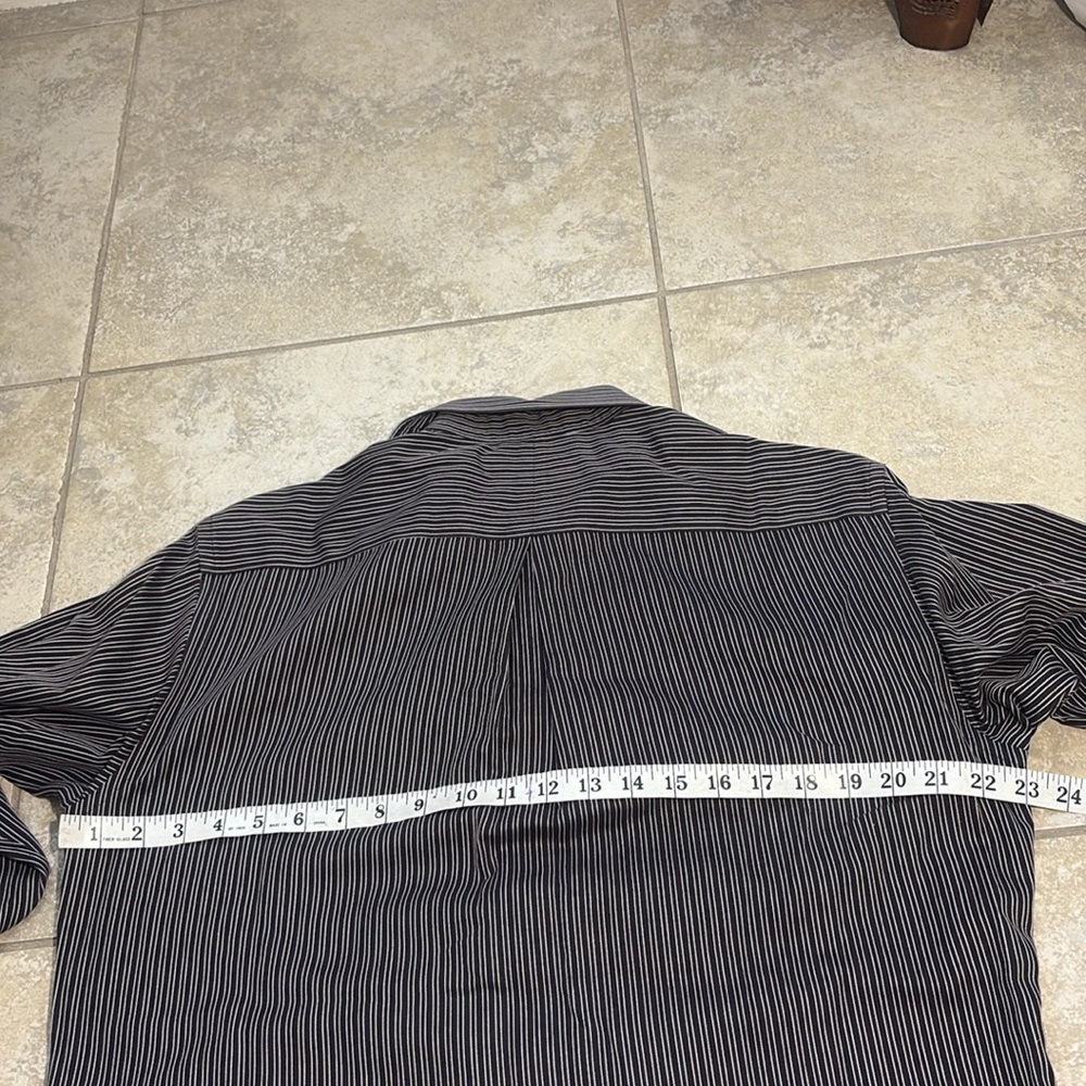 Murano Men's Striped Button Down Shirt - Blue, Red, Black - Picture 9 of 15